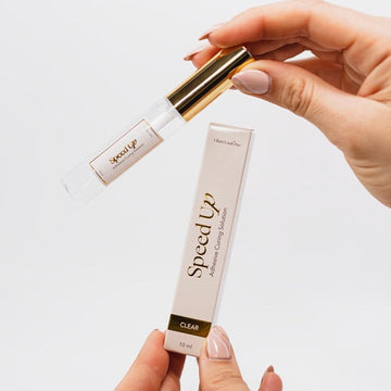 Speeds up lash extension adhesive